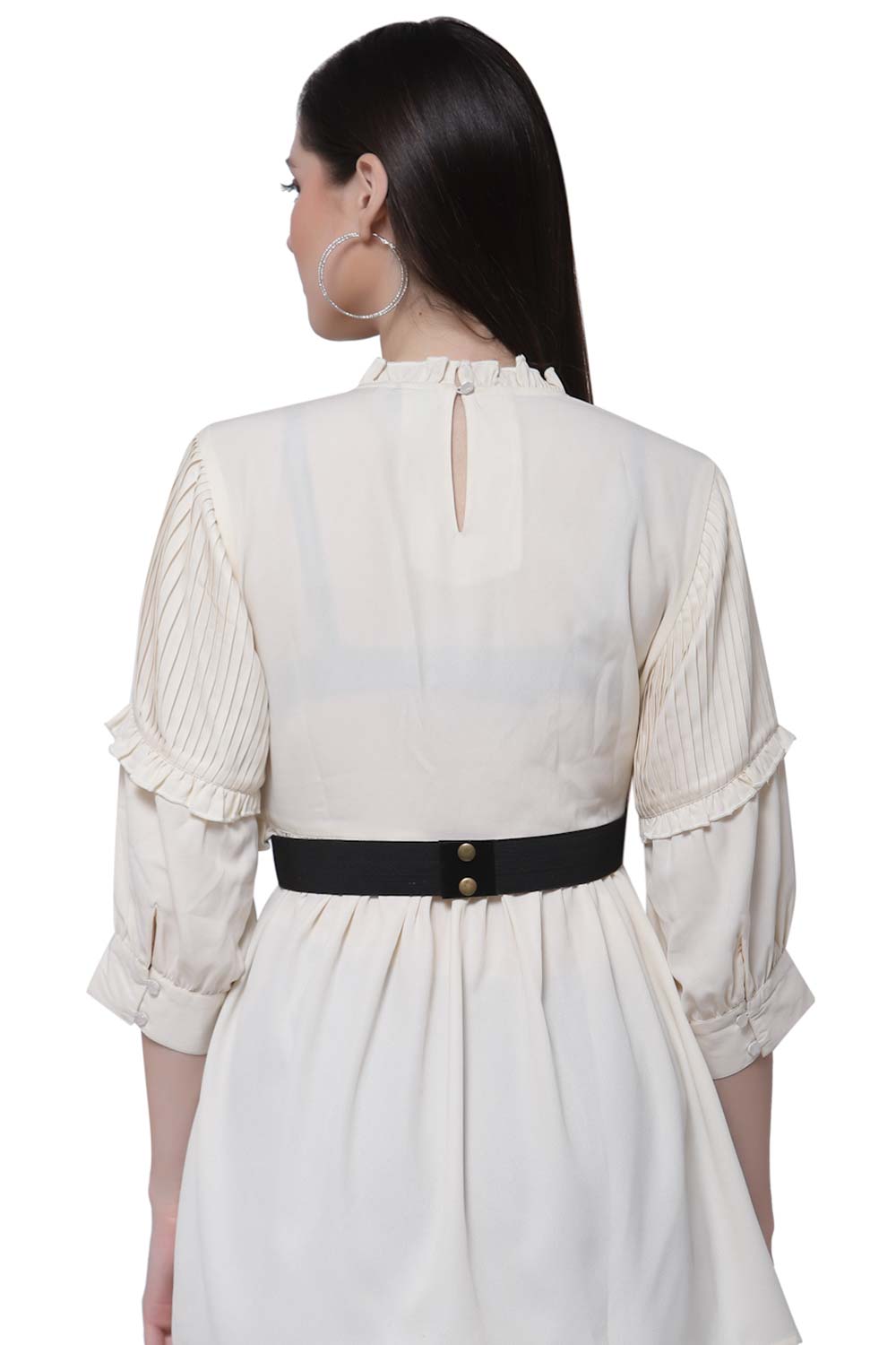 Botanical Bead Cut Work Saree Belt in Black & Multi