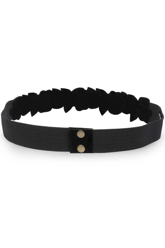 Botanical Bead Cut Work Saree Belt in Black & Multi