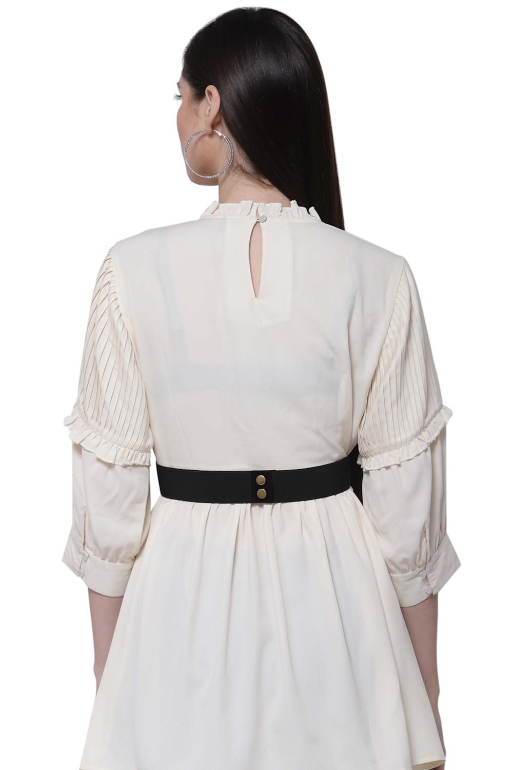 Ethnic Motifs Cut Work Embellished Saree Belt in Black