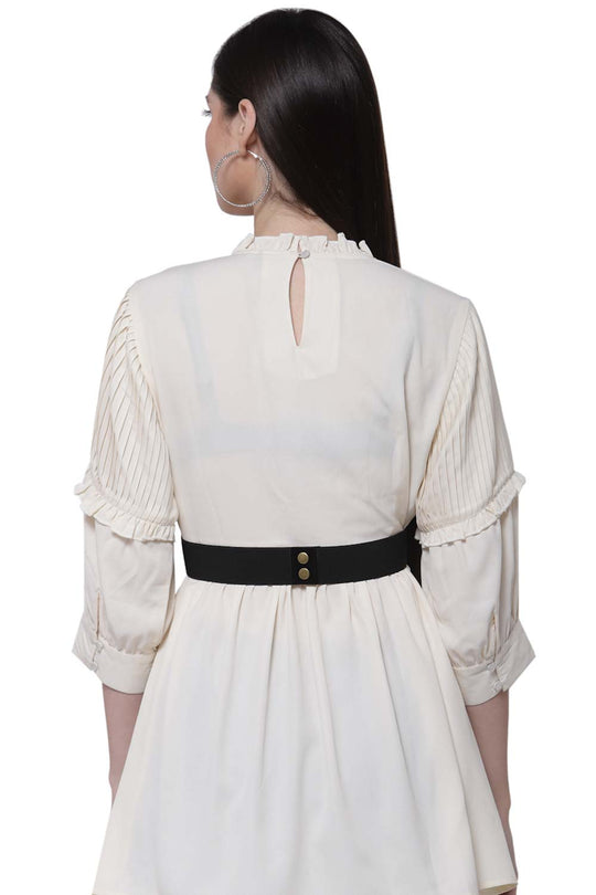 Ethnic Motifs Cut Work Embellished Saree Belt in Black