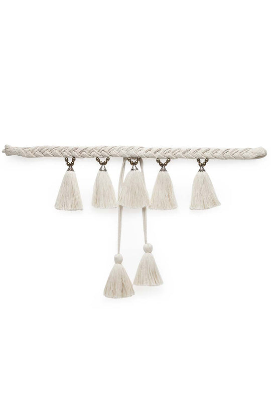 Tasseled & Braided Embellished Saree Belt in Natural & Copper