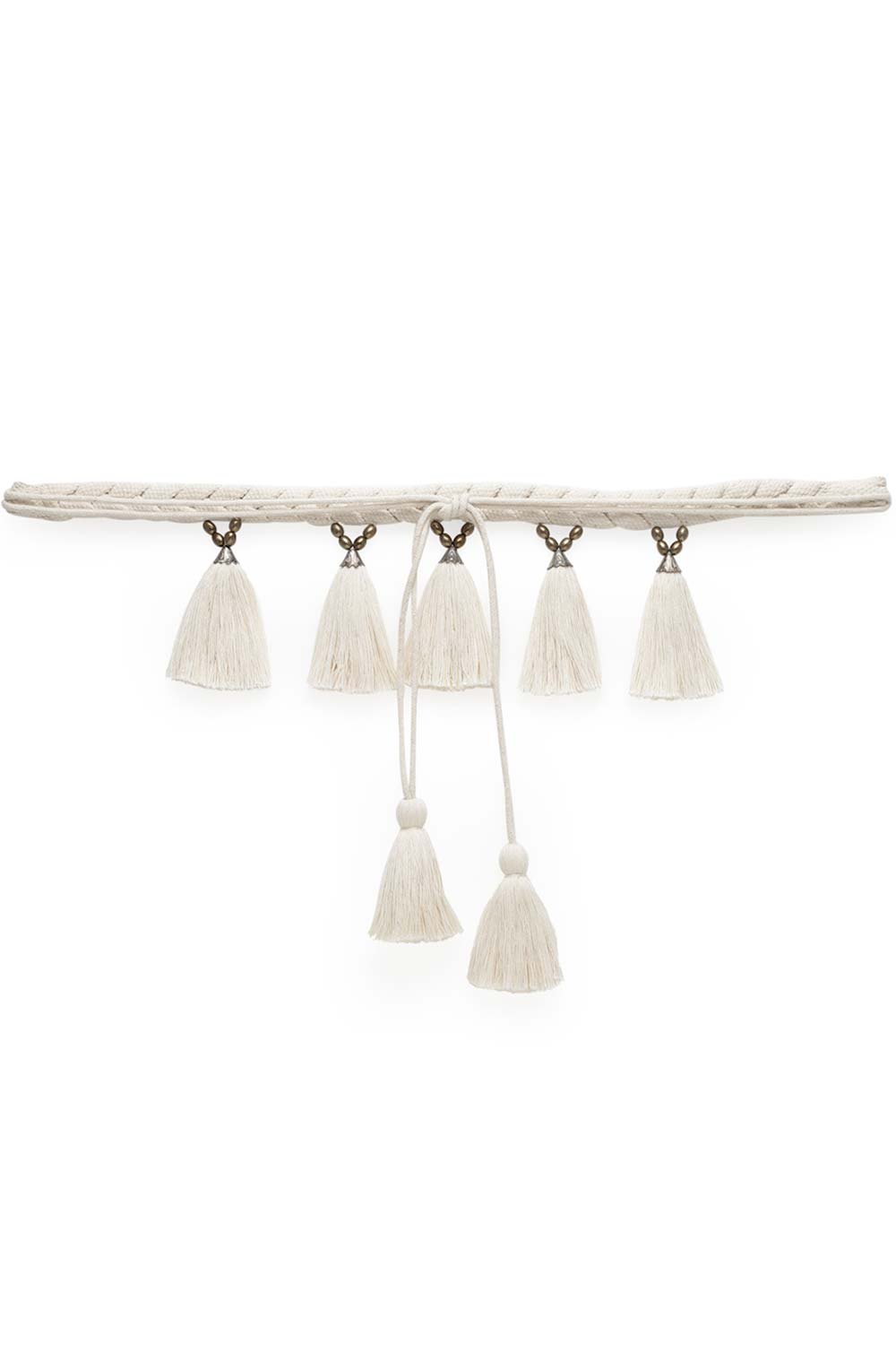 Tasseled & Braided Embellished Saree Belt in Natural & Copper