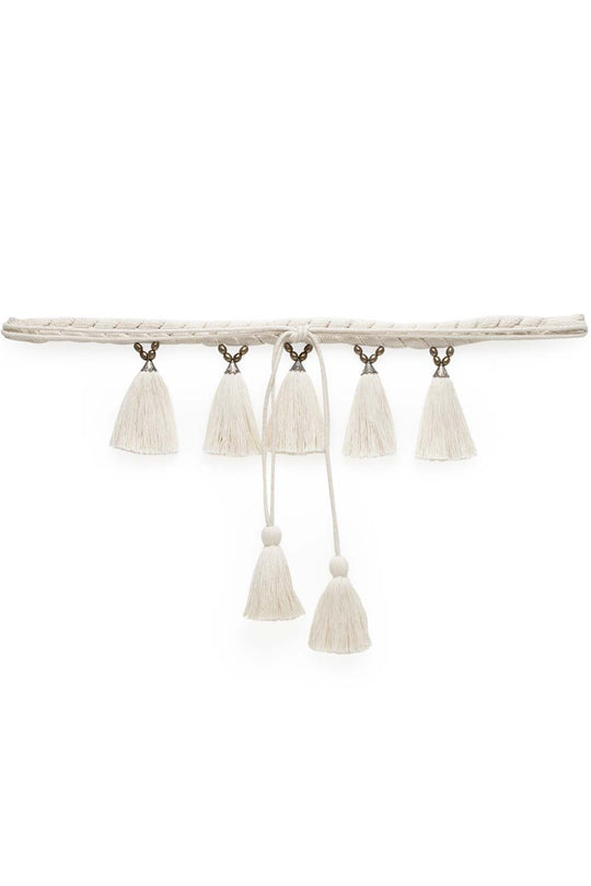 Tasseled & Braided Embellished Saree Belt in Natural & Copper