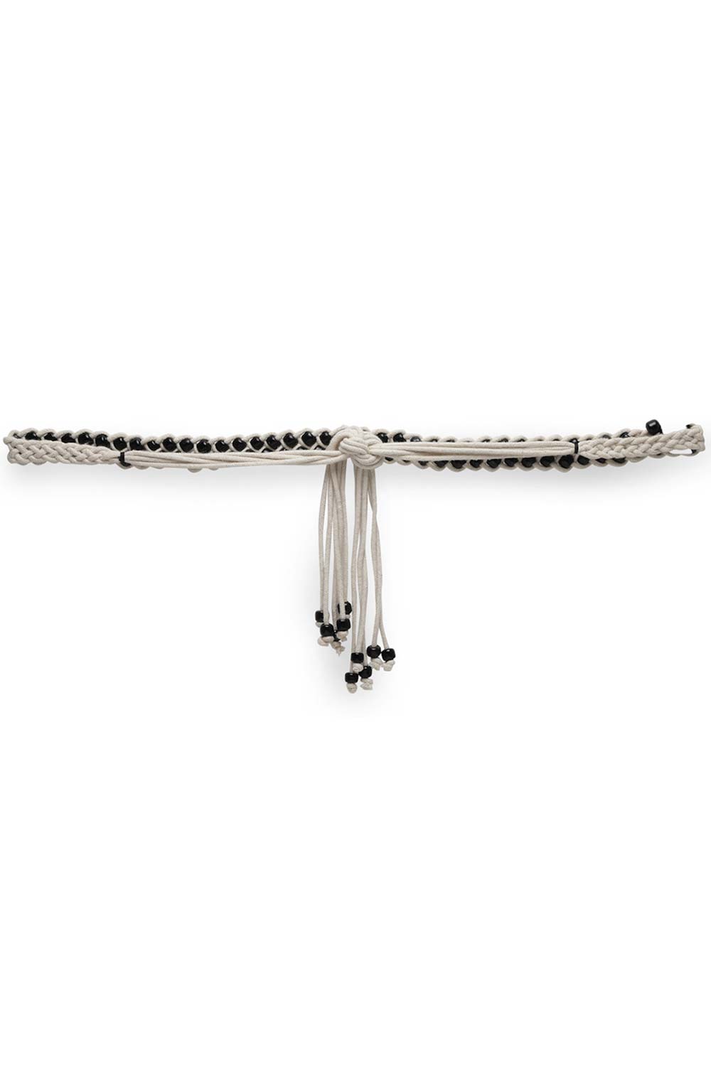 Braided Bead Work Saree Belt in Natural & Black