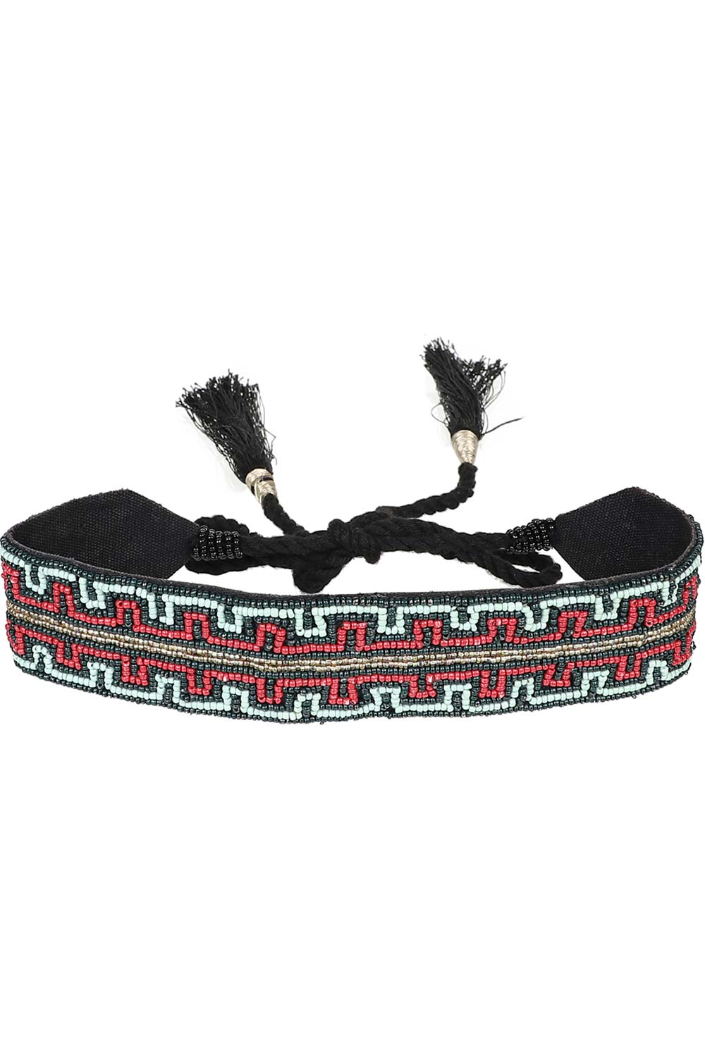 Embellished Saree Belt in Black & Multi