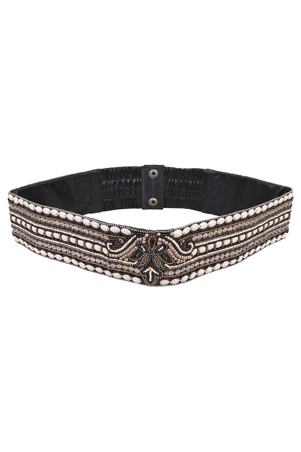 Embellished Saree Belt in Rose Gold & Multi