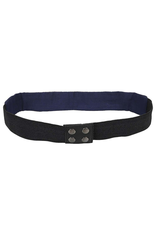 Embellished with Bead work Saree Belt in Black & Silver