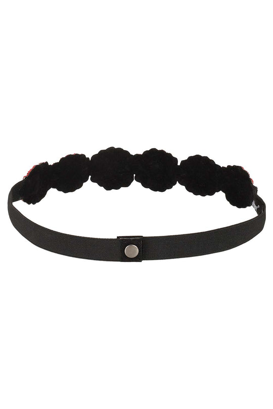 Floral Bead & Stone Work Saree Belt in Wine & Multi