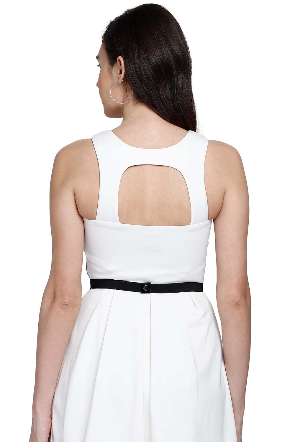 Floral Bead Work Saree Belt in Off White & Peach & Multi