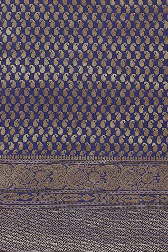 Anju Navy Blue Kanjivaram Litchi Silk Woven One Minute Saree