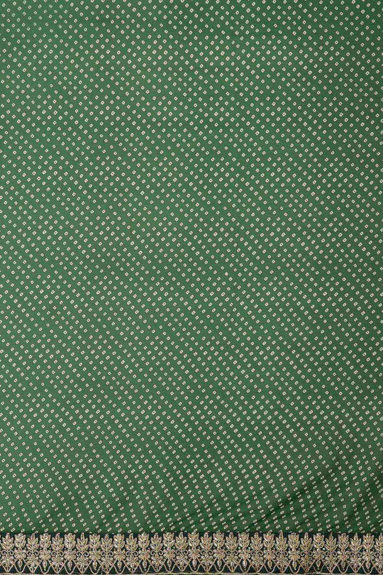 Hillary Green Georgette Zari Embroidered Bandhani One Minute Saree