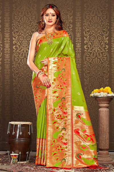Amaya Green Paithani Art Silk One Minute Saree