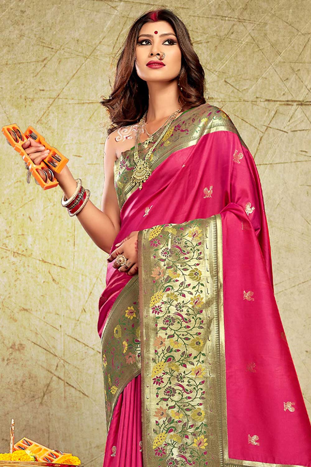 Hira Magenta Paithani Art Silk One Minute Saree