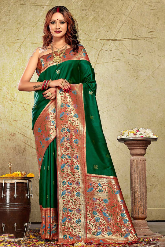 Ruhi Green Paithani Art Silk One Minute Saree