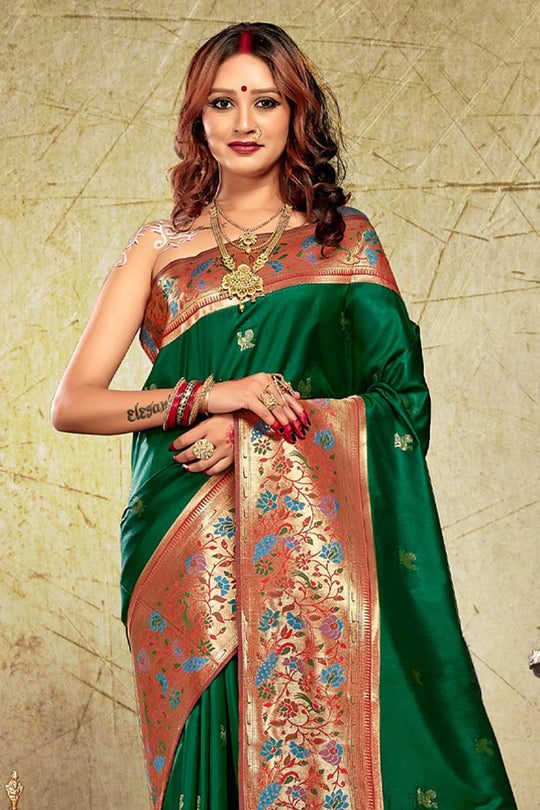 Ruhi Green Paithani Art Silk One Minute Saree