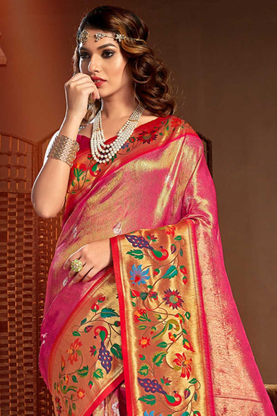 Runa Pink Paithani Art Silk One Minute Saree