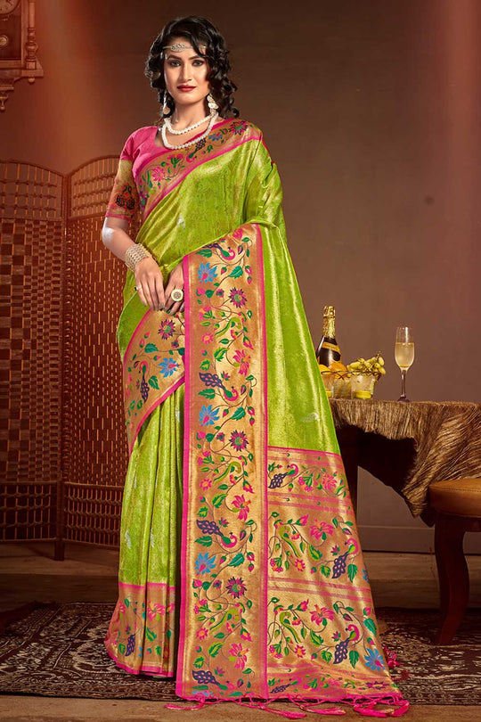 Tapsi Green Paithani Art Silk One Minute Saree
