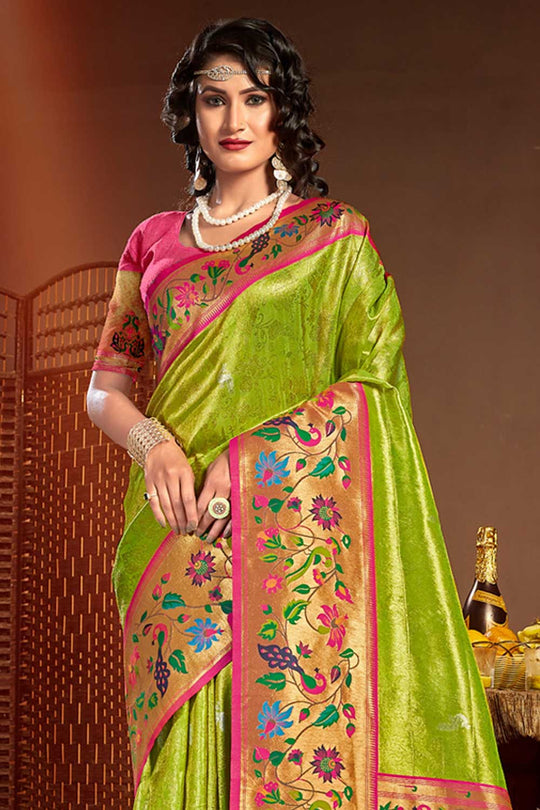 Tapsi Green Paithani Art Silk One Minute Saree