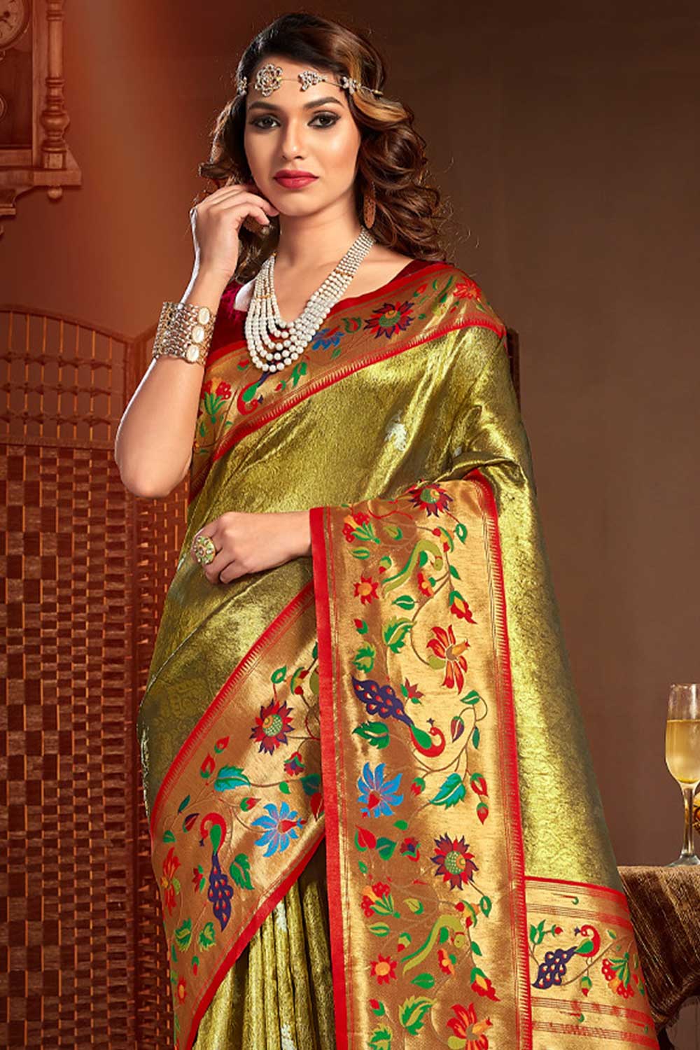 Nikita Mehandi Green Paithani Art Silk One Minute Saree