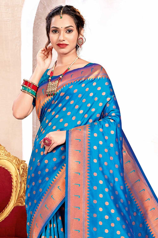 Gauri Blue Paithani Art Silk One Minute Saree