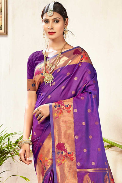 Jasmine Purple Paithani Art Silk One Minute Saree