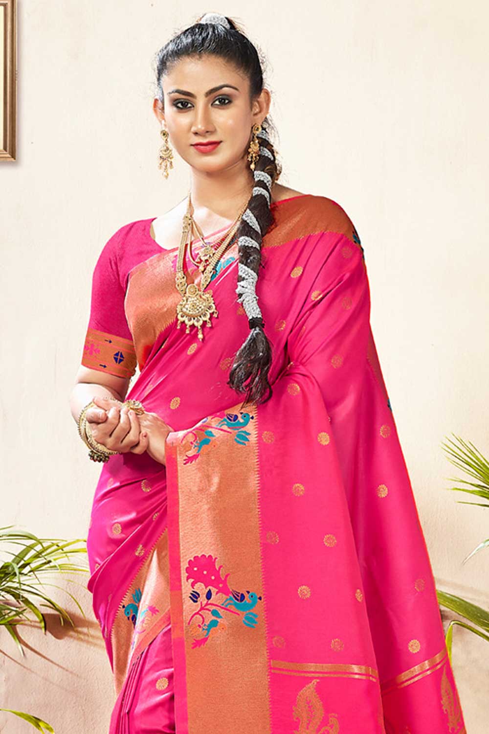 Rupa Pink Paithani Art Silk One Minute Saree
