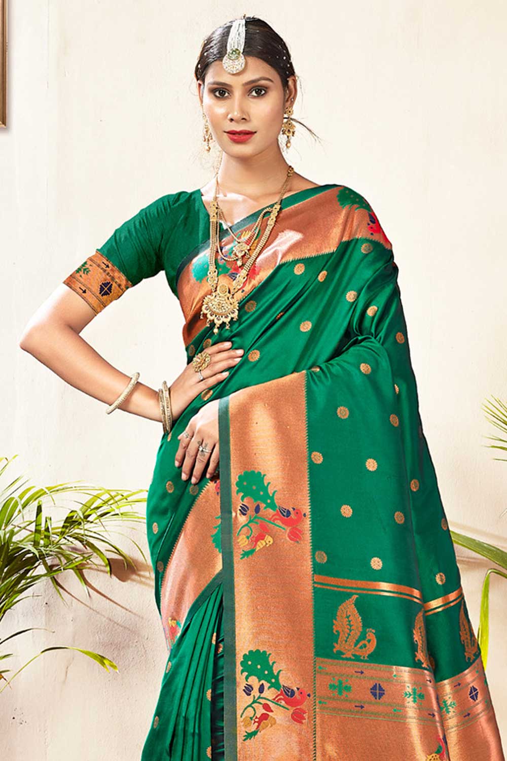 Mamta Green Paithani Art Silk One Minute Saree