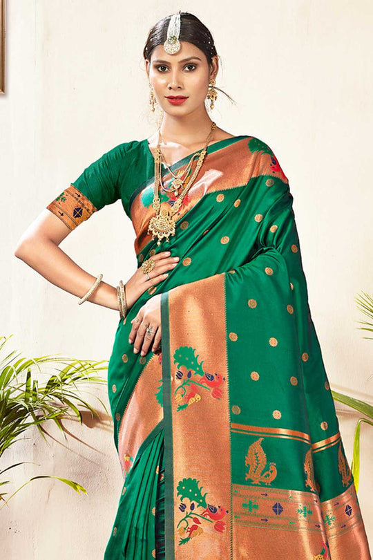 Mamta Green Paithani Art Silk One Minute Saree