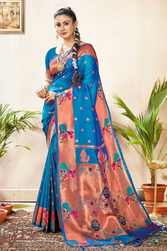 Naina Blue Paithani Art Silk One Minute Saree
