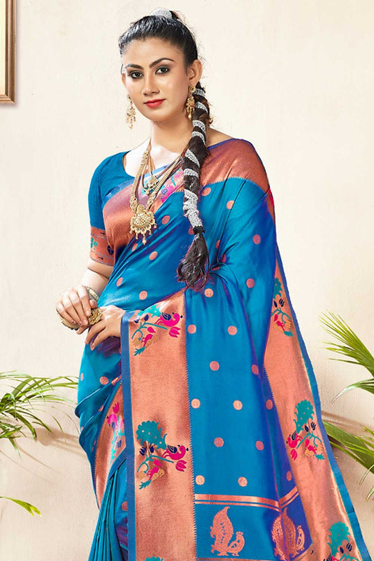 Naina Blue Paithani Art Silk One Minute Saree