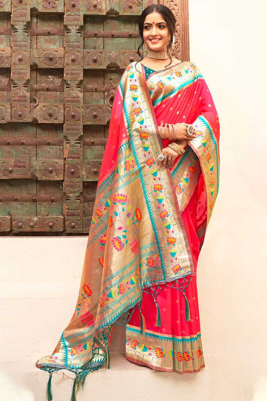 Seema Pink Paithani Art Silk One Minute Saree