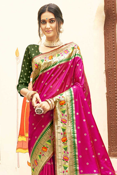 Reshma Magenta Paithani Art Silk One Minute Saree