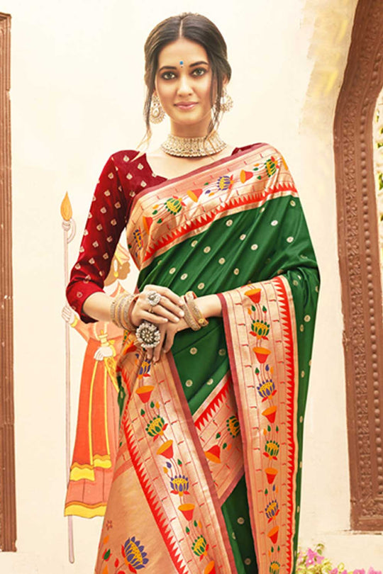 Disha Green Paithani Art Silk One Minute Saree
