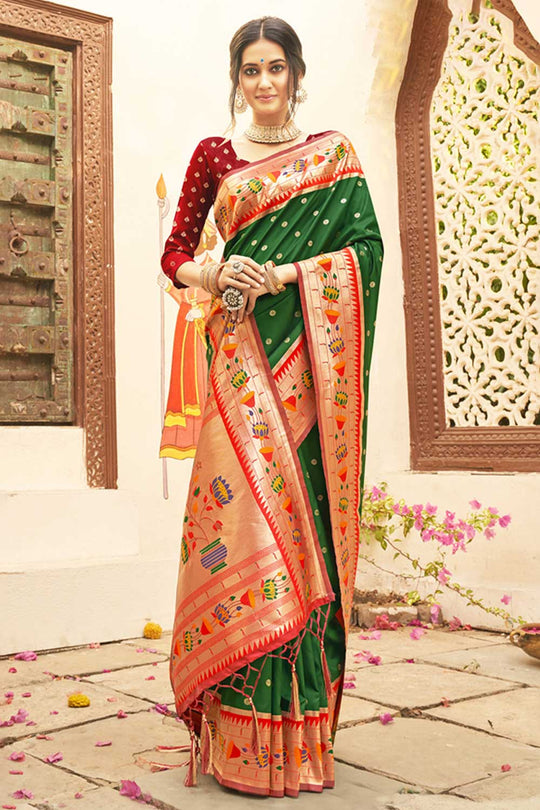 Disha Green Paithani Art Silk One Minute Saree