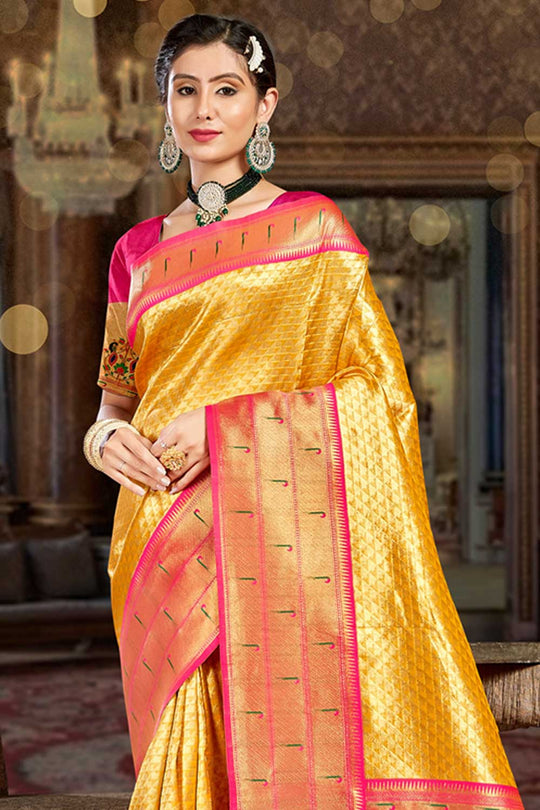 Keri Yellow Paithani Art Silk One Minute Saree
