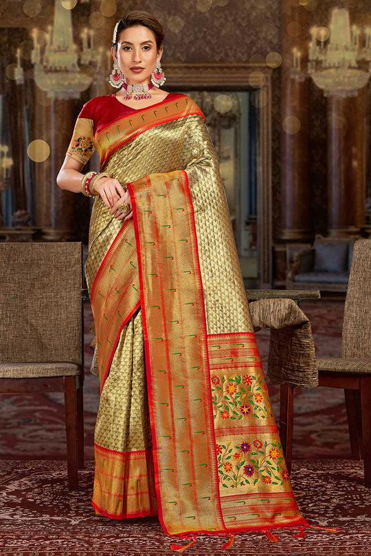Zoya Gold Paithani Art Silk One Minute Saree