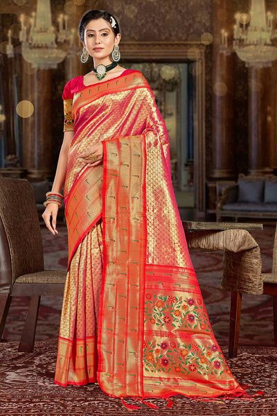 Kiran Pink Paithani Art Silk One Minute Saree