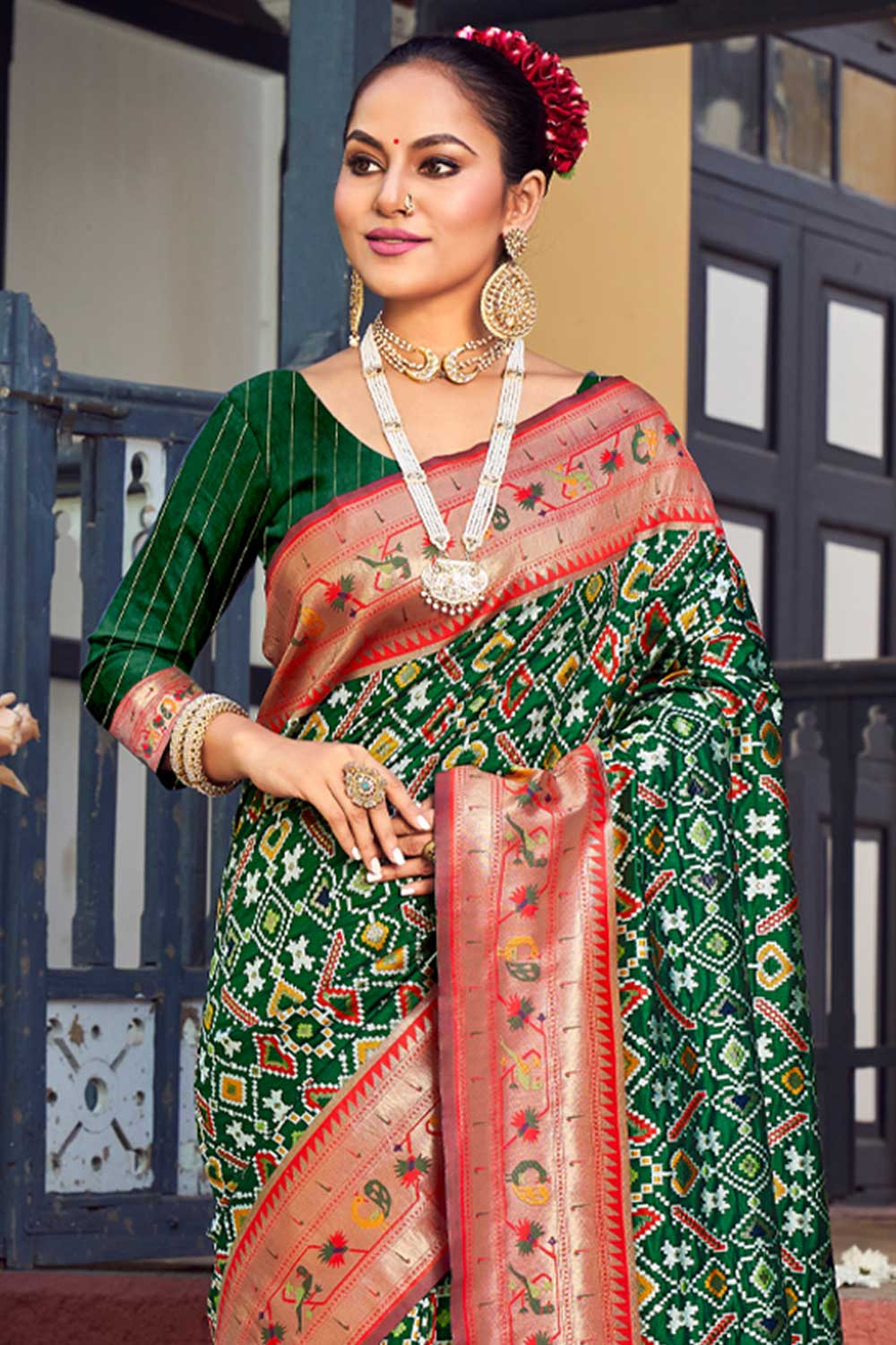 Asha Green Paithani Patola Art Silk One Minute Saree