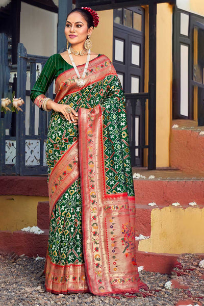 Asha Green Paithani Patola Art Silk One Minute Saree