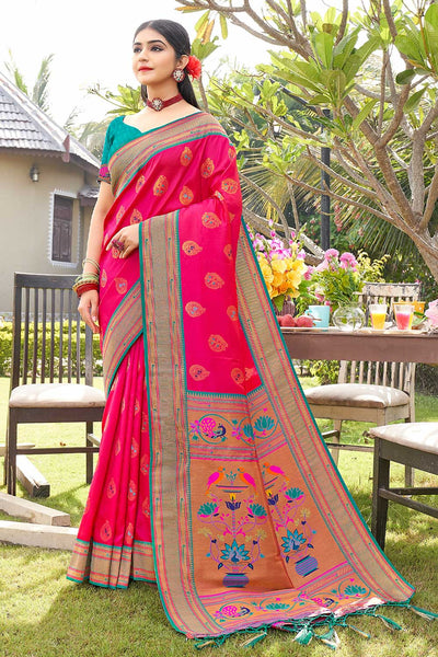 Rekha Pink Paithani Art Silk One Minute Saree