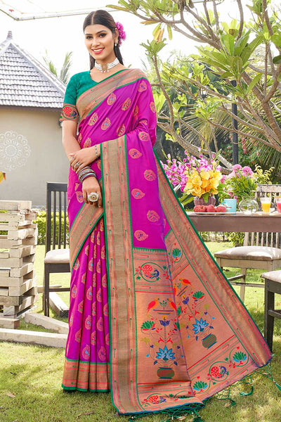 Kesha Purple Paithani Art Silk One Minute Saree