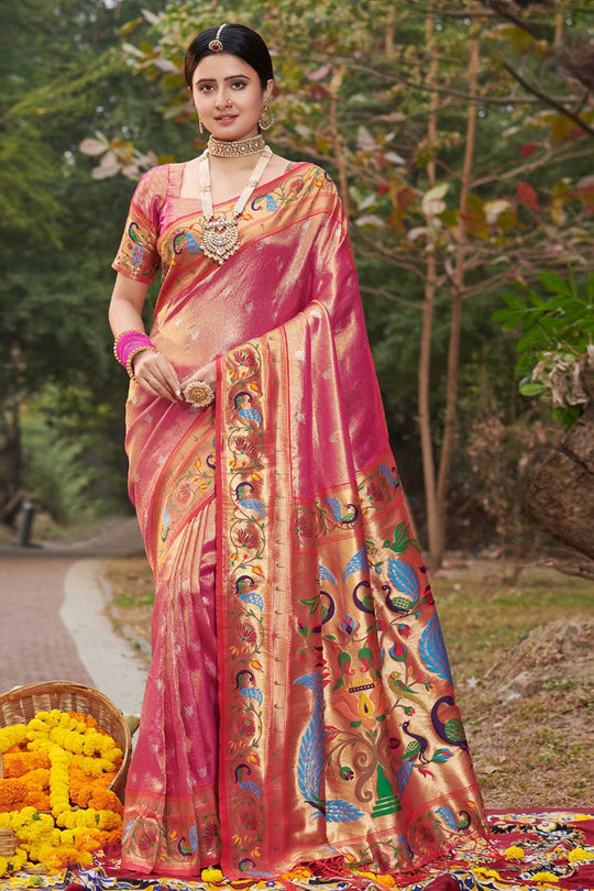 Tanya Pink Paithani Art Silk One Minute Saree