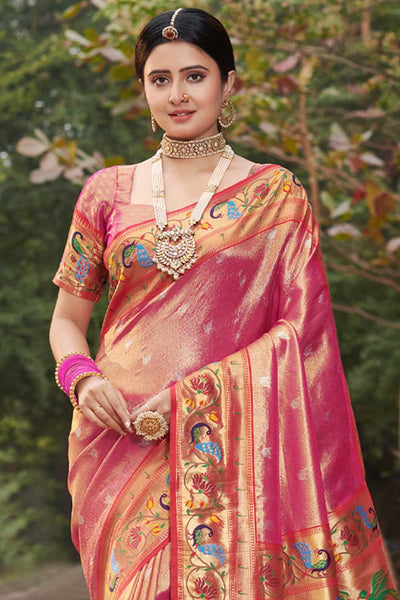 Tanya Pink Paithani Art Silk One Minute Saree