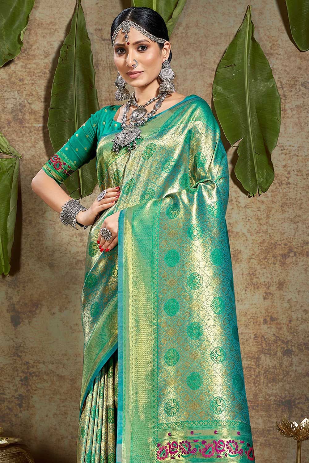 Farah Turquoise Paithani Art Silk One Minute Saree