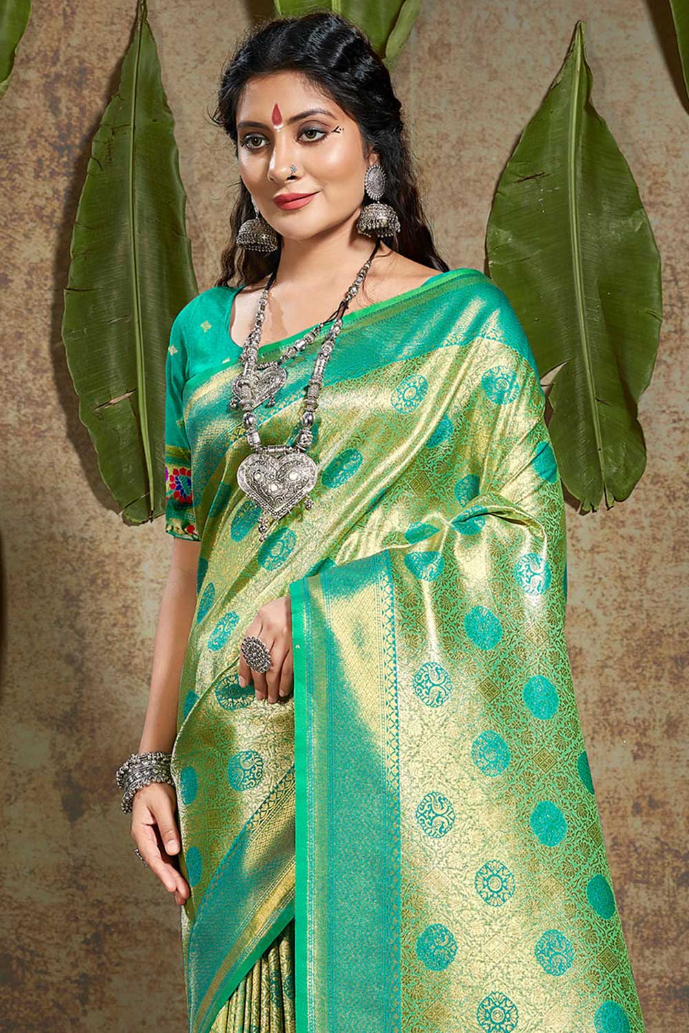 Aarya Green Paithani Art Silk One Minute Saree