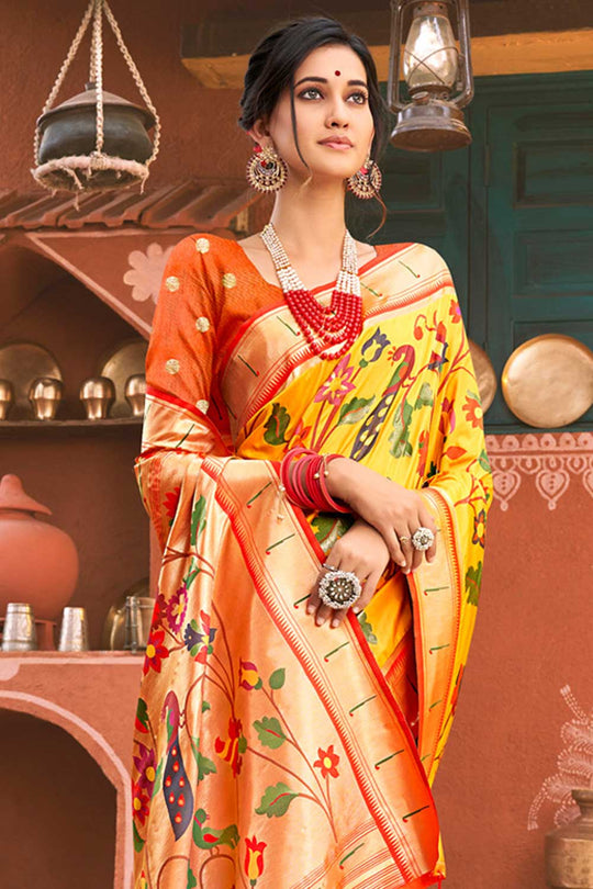 Samira Yellow Paithani Art Silk One Minute Saree