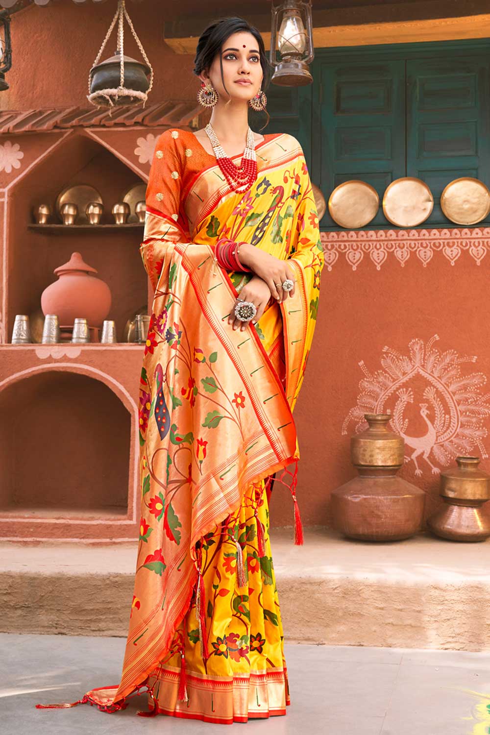 Samira Yellow Paithani Art Silk One Minute Saree