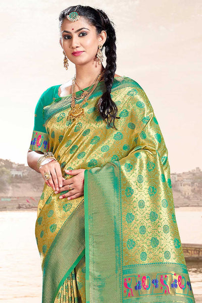 Laila Turquoise Paithani Art Silk One Minute Saree