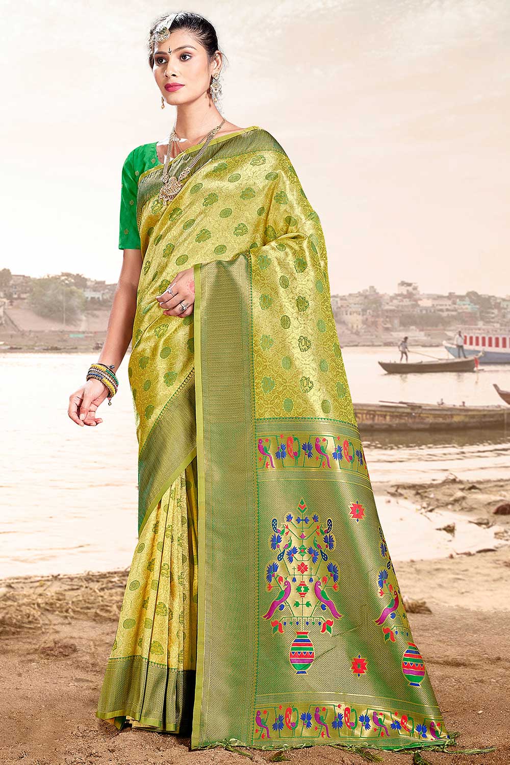 Sonam Green Paithani Art Silk One Minute Saree