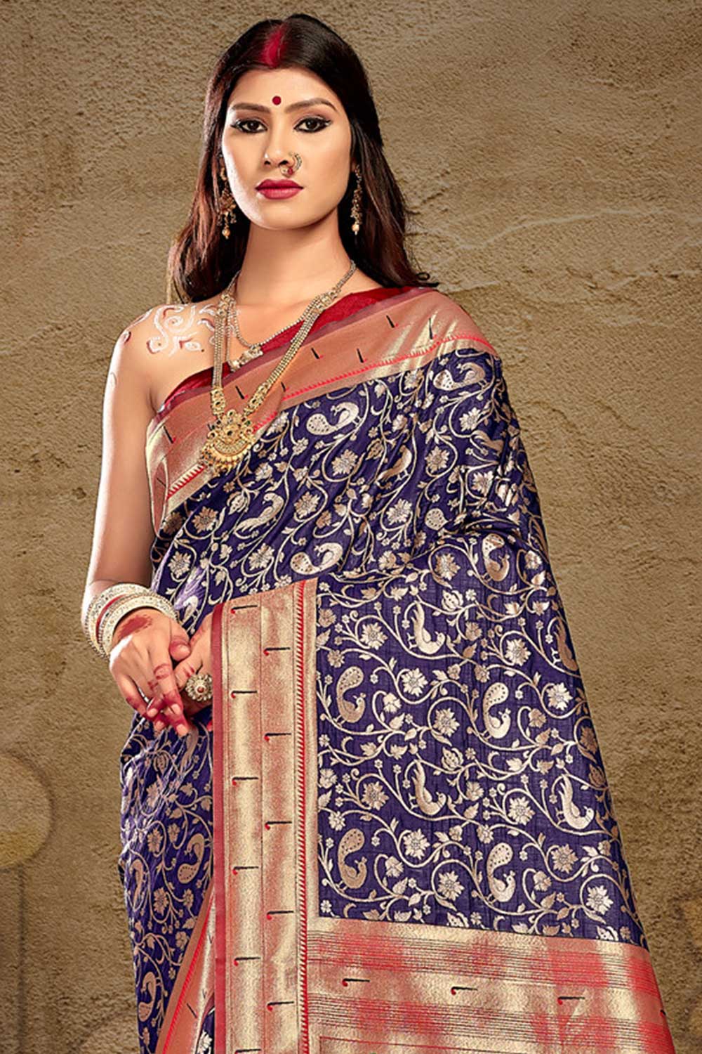 Rhea Blue Paithani Art Silk One Minute Saree